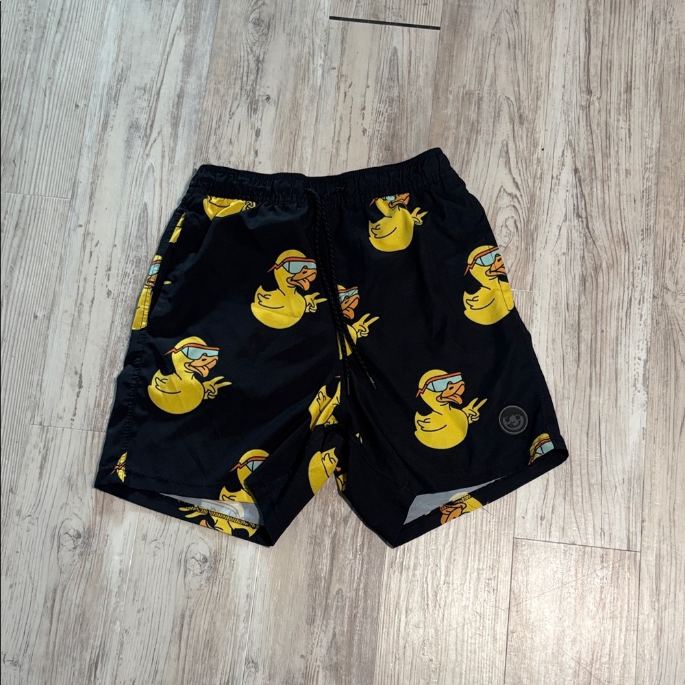 Neff Black and Light Gray Lined Swim Shorts